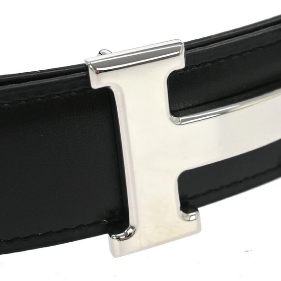 Hermes Black Box Calf Constance Reversible Belt #85 Small Good □P CO 166354 - Picture 2 of 7